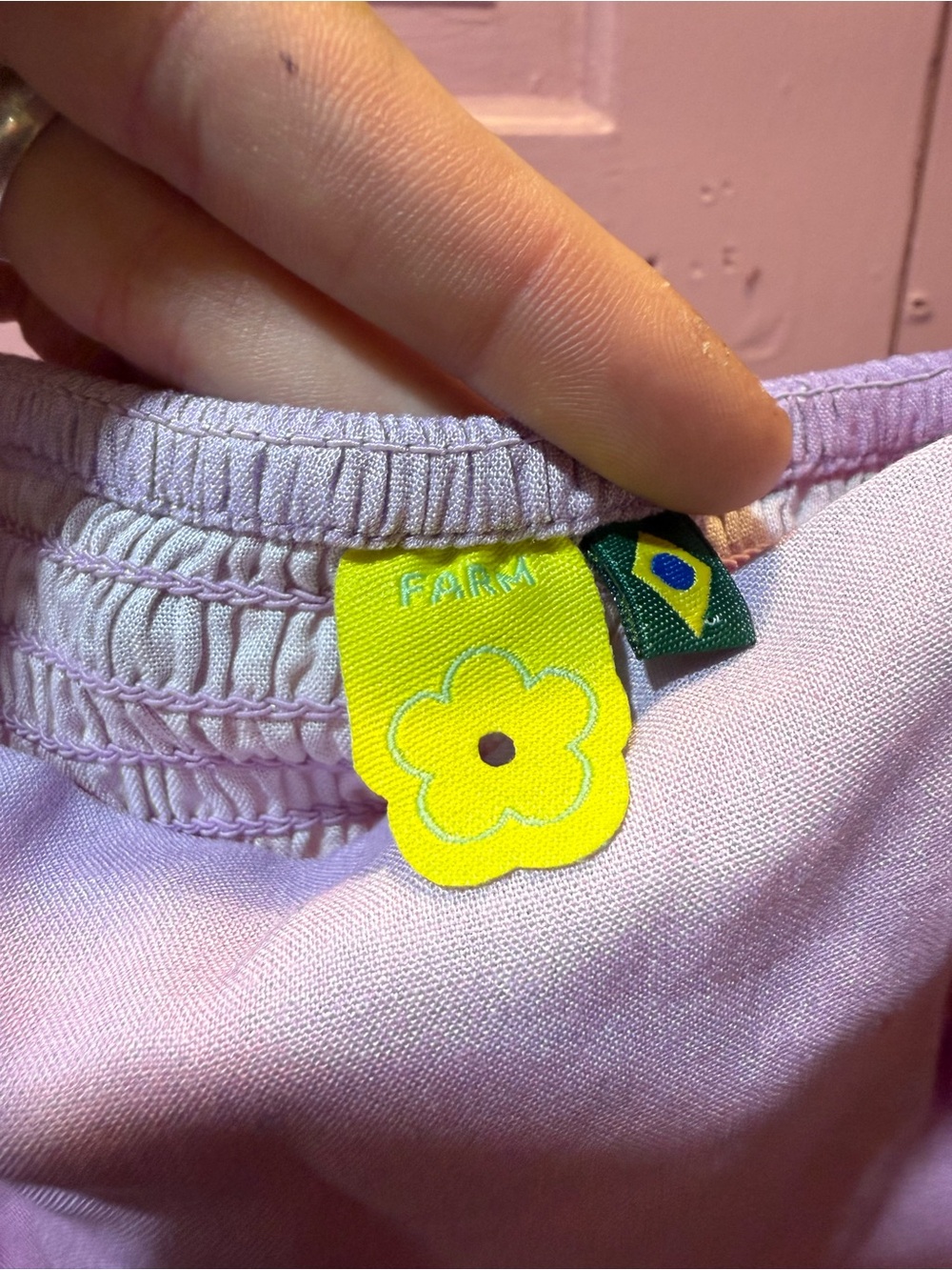 FARM Rio Lilac Square-Neck Crop Top with Pink Straps - Picture 8 of 9